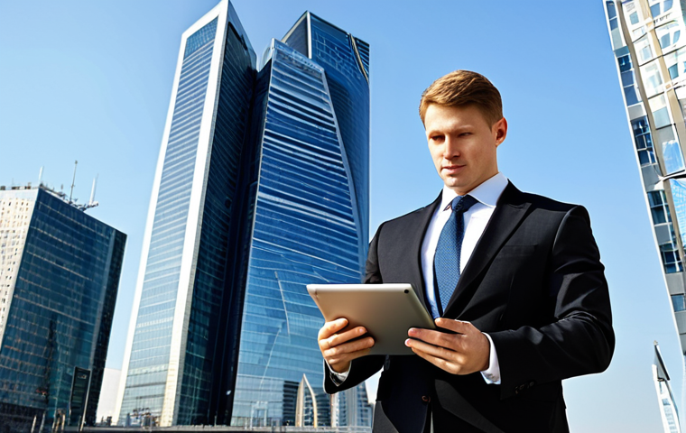 Moscow Financial District**
"A successful financial analyst, fully clothed in a professional business suit, standing confidently in front of a modern skyscraper in the Moscow International Business Center (Moscow City), daytime, sunny weather, holding a tablet displaying stock market data, appropriate attire, safe for work, perfect anatomy, correct proportions, natural pose, well-formed hands, proper finger count, natural body proportions, professional, high quality."
**