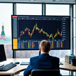 **

"A confident financial analyst in a professional business suit, working at a brightly lit desk in a modern Moscow office building, looking at stock charts on a computer screen. The background shows the cityscape of Moscow. Fully clothed, appropriate attire, safe for work, perfect anatomy, natural proportions, professional, family-friendly."

**