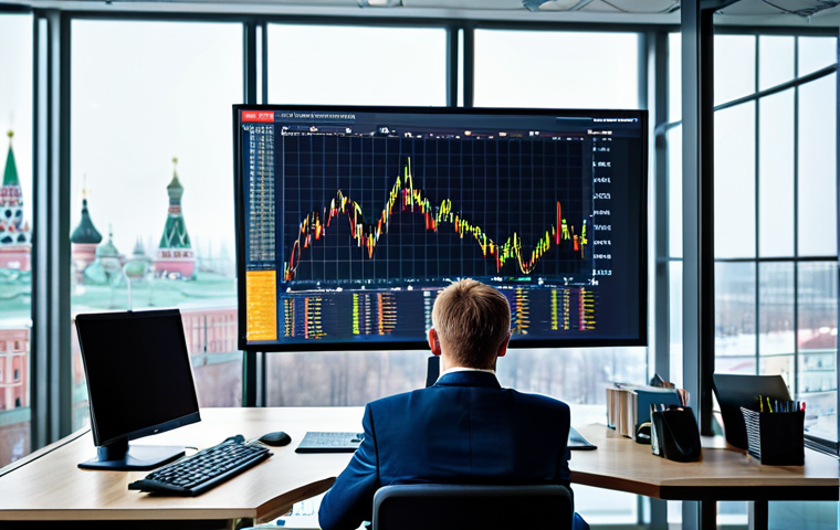 **

"A confident financial analyst in a professional business suit, working at a brightly lit desk in a modern Moscow office building, looking at stock charts on a computer screen. The background shows the cityscape of Moscow. Fully clothed, appropriate attire, safe for work, perfect anatomy, natural proportions, professional, family-friendly."

**