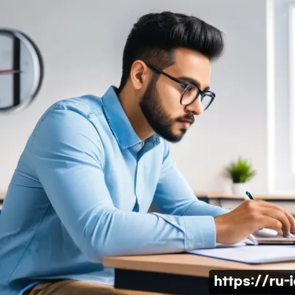 CFA 시험의 모의고사 활용법 - A focused adult male student sitting at a modern study desk in a quiet, well-lit room, wearing smart...